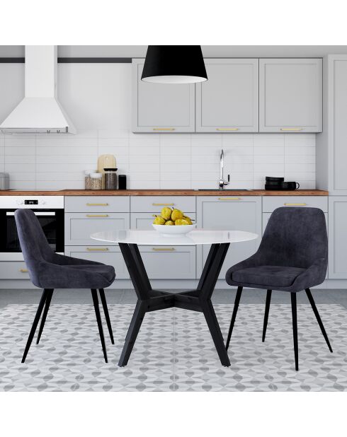 2 Chaises Olivia pieds métal gris foncé - 47.5x54x79 cm