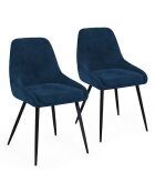 2 Chaises Olivia pieds métal bleu canard - 47.5x54x79 cm
