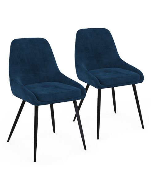 2 Chaises Olivia pieds métal bleu canard - 47.5x54x79 cm
