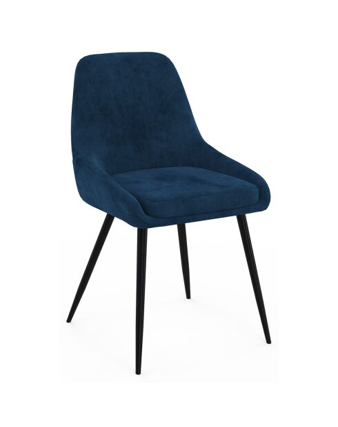 2 Chaises Olivia pieds métal bleu canard - 47.5x54x79 cm