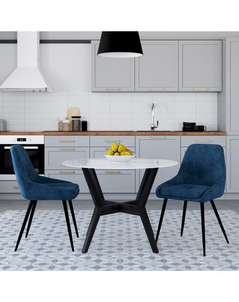 2 Chaises Olivia pieds métal bleu canard - 47.5x54x79 cm