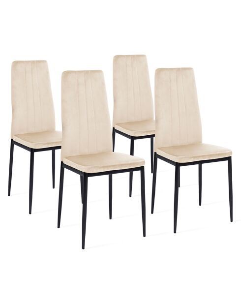 4 Chaises Jade en Velours crème - 39x41.5x96 cm