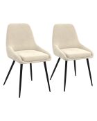 2 Chaises Olivia pieds métal crème - 47.5x54x79 cm
