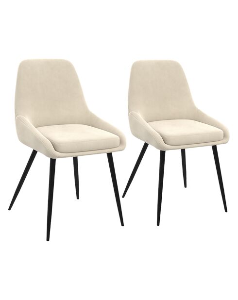 2 Chaises Olivia pieds métal crème - 47.5x54x79 cm