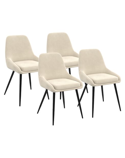 4 Chaises Olivia pieds métal crème - 47.5x54x79 cm