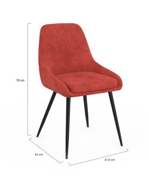 2 Chaises Olivia pieds métal terracotta - 47.5x54x79 cm