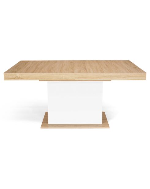 Table de repas extensible Tania plateau bois bois/blanc - 200x90x75 cm