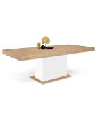 Table de repas extensible Tania plateau bois bois/blanc - 200x90x75 cm