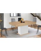 Table de repas extensible Tania plateau bois bois/blanc - 200x90x75 cm