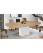 Table de repas extensible Tania plateau bois bois/blanc - 200x90x75 cm