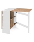 Table de repas console pliable Edi bois/blanc - 150x80x75 cm