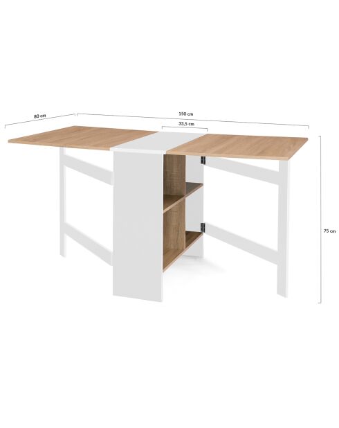 Table de repas console pliable Edi bois/blanc - 150x80x75 cm