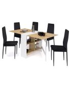 Table de repas console pliable Edi bois/blanc - 150x80x75 cm