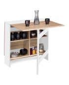 Table de repas console pliable Edi bois/blanc - 150x80x75 cm