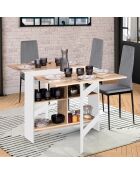 Table de repas console pliable Edi bois/blanc - 150x80x75 cm