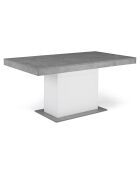 Table de repas extensible Tania plateau effet béton aspect béton/blanc - 200x90x75 cm