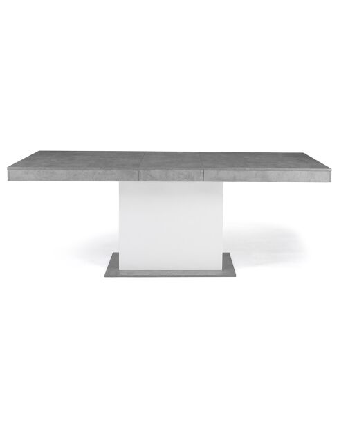 Table de repas extensible Tania plateau effet béton aspect béton/blanc - 200x90x75 cm