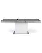 Table de repas extensible Tania plateau effet béton aspect béton/blanc - 200x90x75 cm