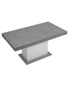 Table de repas extensible Tania plateau effet béton aspect béton/blanc - 200x90x75 cm