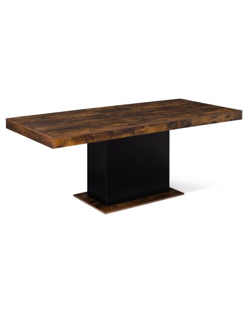 Table de repas extensible Tania plateau effet bois vieilli bois vieilli/noir - 200x90x75 cm