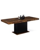 Table de repas extensible Tania plateau effet bois vieilli bois vieilli/noir - 200x90x75 cm