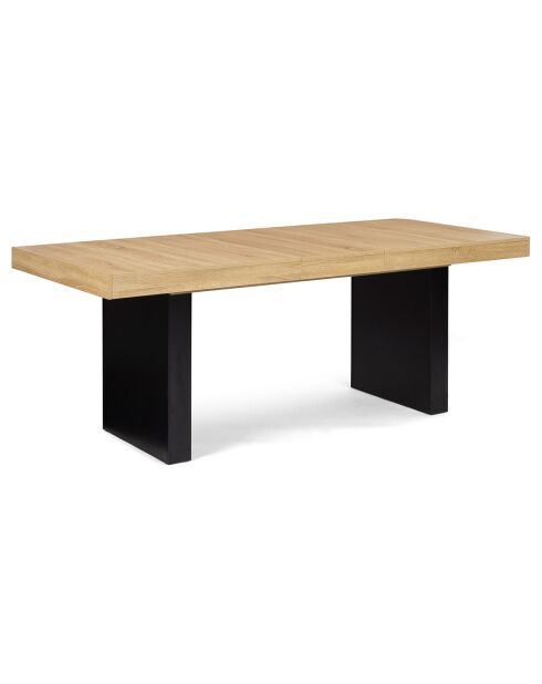 Table de repas extensible Marius plateau bois bois/noir - 200x90x75 cm