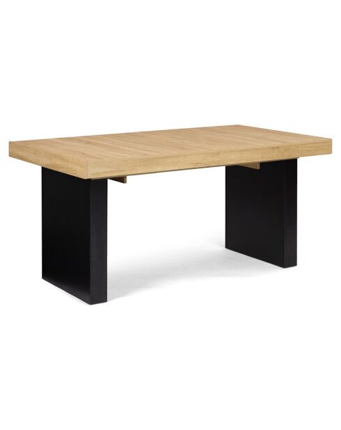 Table de repas extensible Marius plateau bois bois/noir - 200x90x75 cm