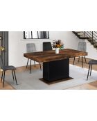 Table de repas extensible Tania plateau effet bois vieilli bois vieilli/noir - 200x90x75 cm