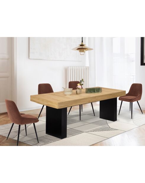 Table de repas extensible Marius plateau bois bois/noir - 200x90x75 cm