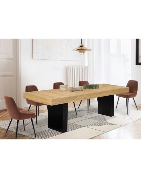 Table de repas extensible Marius plateau bois bois/noir - 200x90x75 cm