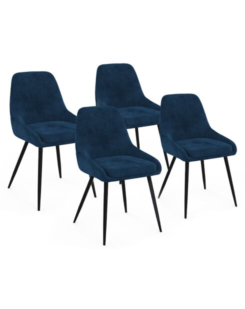 4 Chaises Olivia pieds métal bleu canard - 47.5x54x79 cm