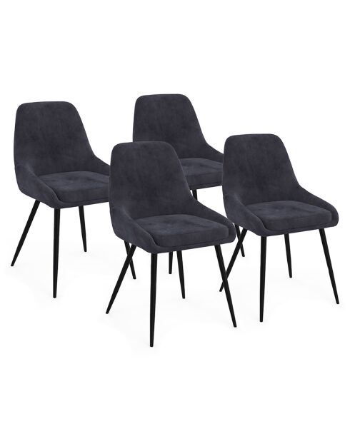 4 Chaises Olivia pieds métal gris foncé - 47.5x54x79 cm