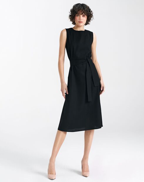 Schwarzes Kleid Lili aus Leinenmischung