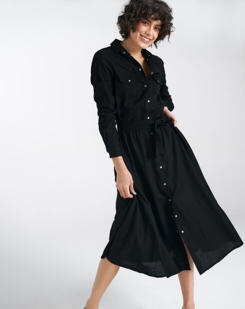 Robe en Lin mélangé Romane noire