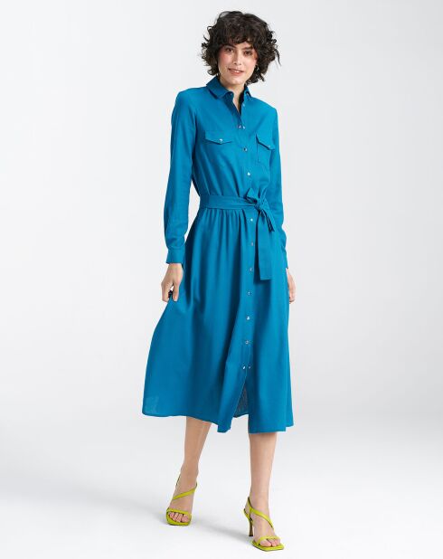 Robe en Lin mélangé Romane bleue