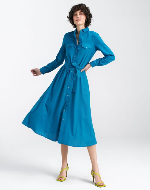Robe en Lin mélangé Romane bleue