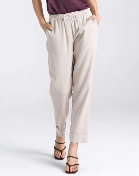 Beige broek van linnenmix Alice