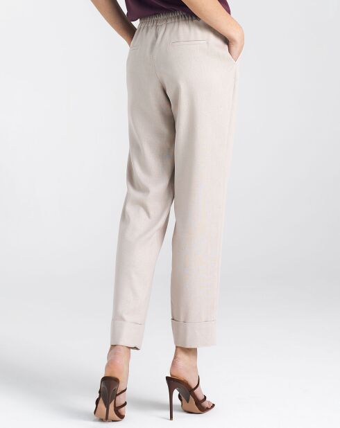 Beige broek van linnenmix Alice