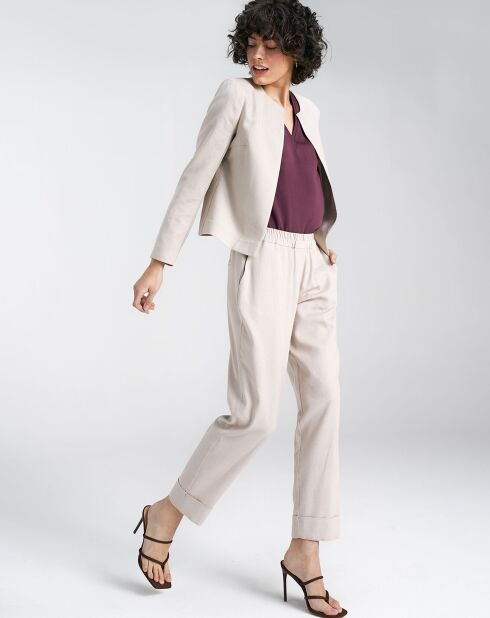 Beige broek van linnenmix Alice