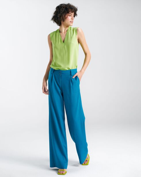 Pantalón azul Dua en mezcla de lino