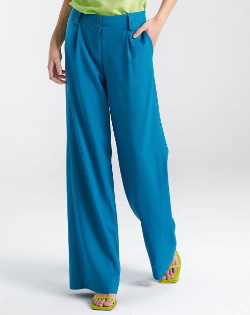 Pantalón azul Dua en mezcla de lino