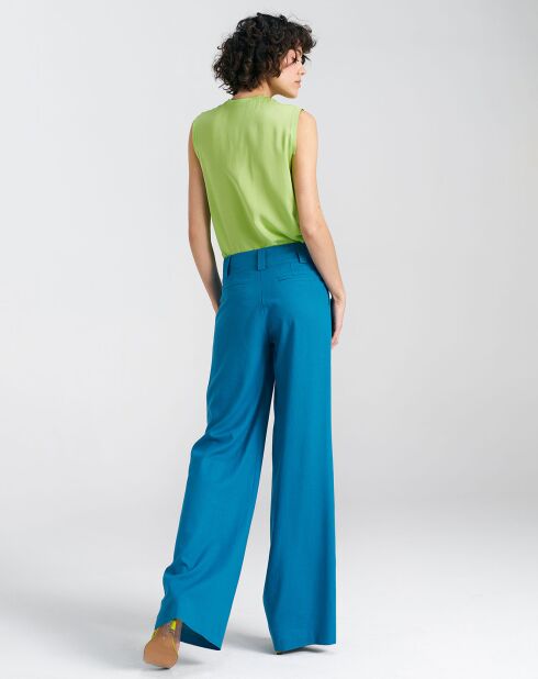 Pantalón azul Dua en mezcla de lino