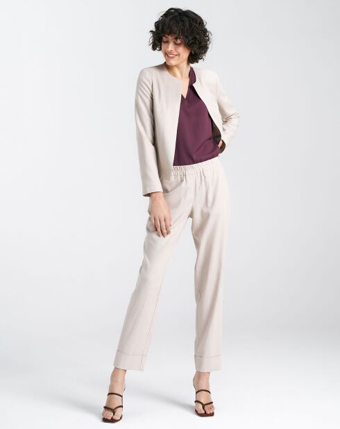 Blazer Floriane en mezcla de lino beige