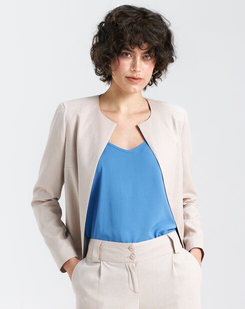 Blazer Floriane en mezcla de lino beige