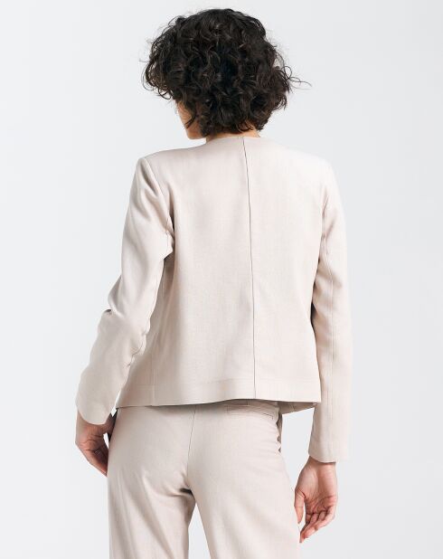 Blazer Floriane en mezcla de lino beige