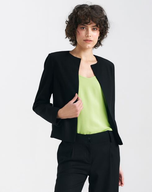 Zwarte blazer van linnenmix Floriane