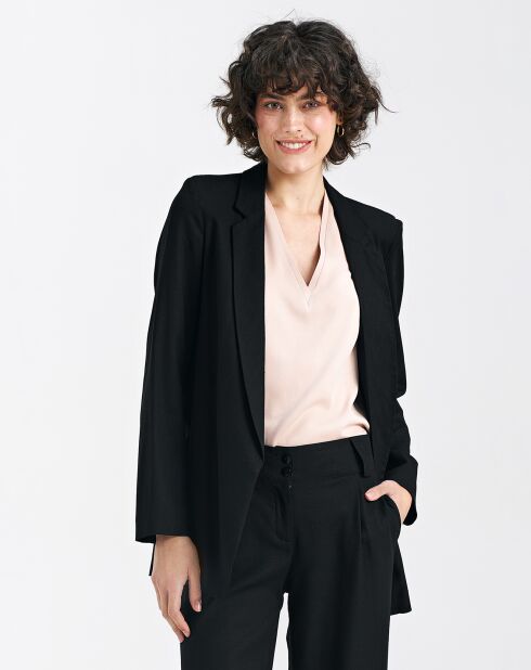 Blazer Sofia en mezcla de lino negro