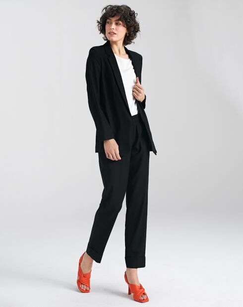 Blazer Sofia en mezcla de lino negro