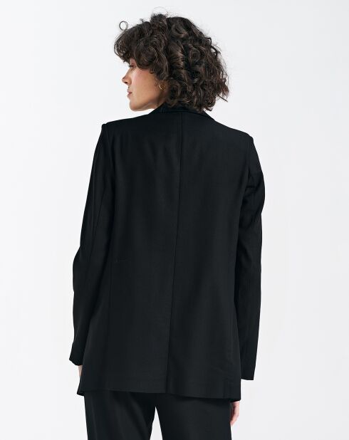 Blazer Sofia en mezcla de lino negro