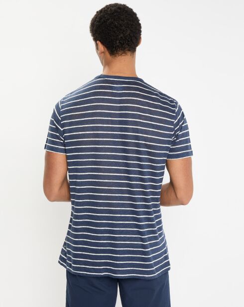 T-Shirt 100% Lin Regular Fit Marinière bleu/blanc
